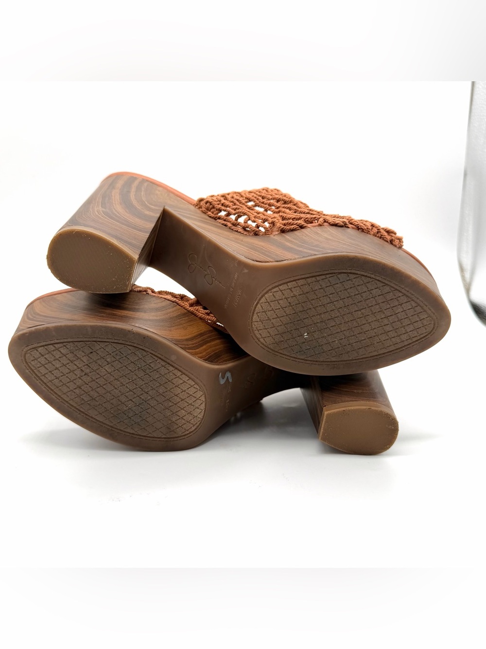Jessica Simpson Sandal Womens 9.5 M Shelbie Platform Heels Brown Woven Casual - Picture 8 of 11